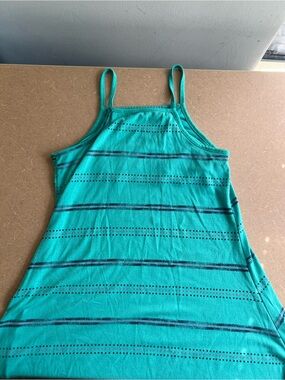 Girls Turquoise Striped Tank Dress